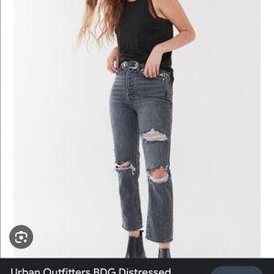 BDG Ripped Slim Straight Black Jeans